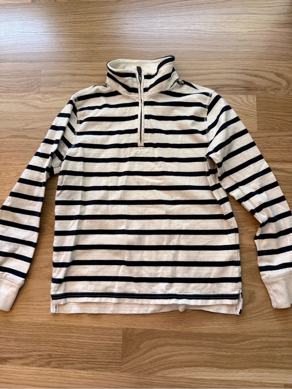 Navy & Cream Striped Half-Zip